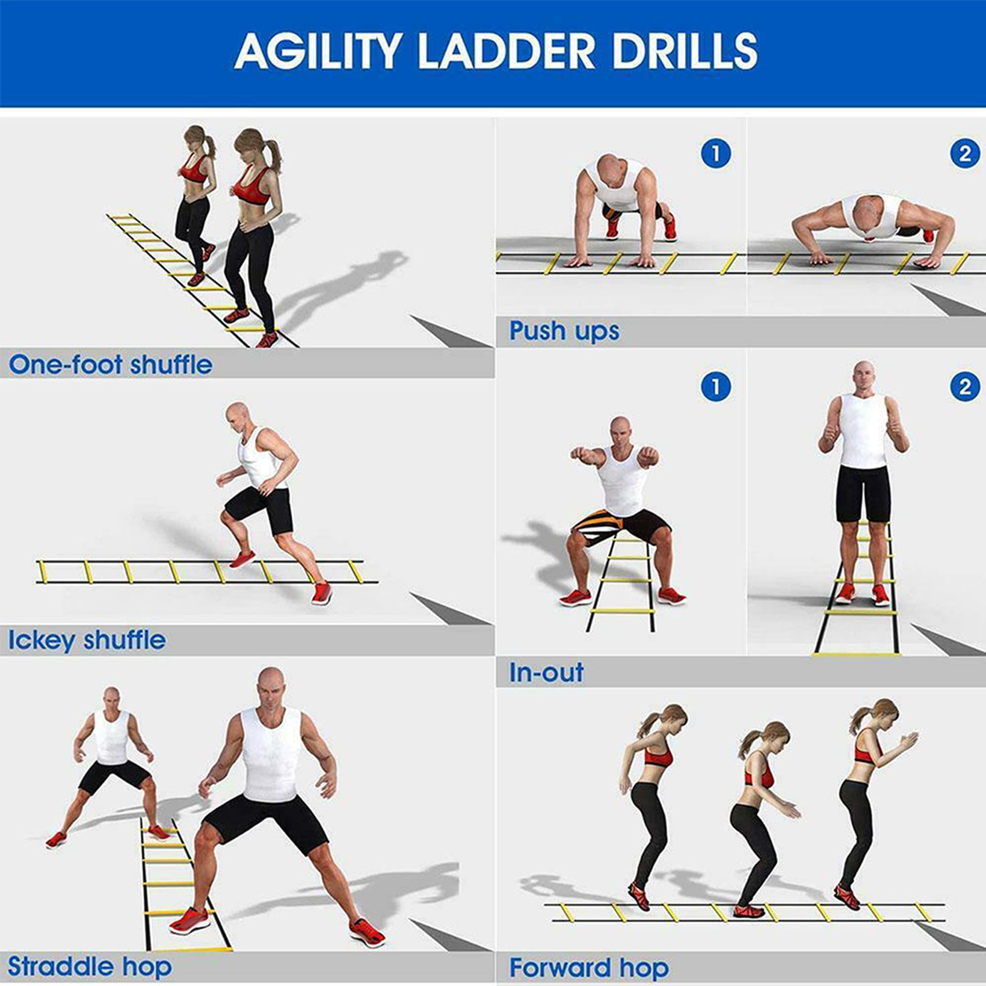 16 Rung Agility Speed Training Ladder Footwork Football Fitness