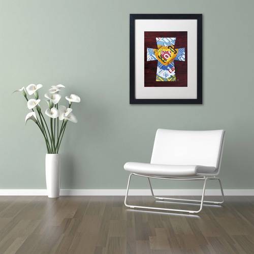 Trademark Fine Art 'Heart Cross' Canvas Art by Design Turnpike, White Matte, Black Frame