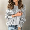thumbnail image 5 of Dezsed Womens 2022 Fall Sweaters Women's Fashion Solid Color Pullover Round Neck Warm Long Sleeve Sweater Gray S, 5 of 5