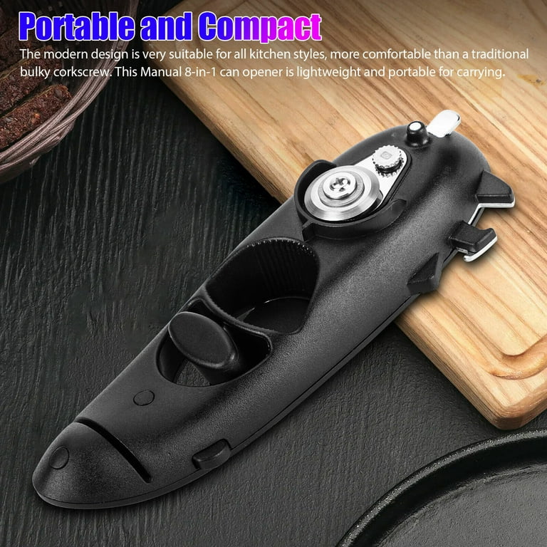 8 in 1 Manual Tin Can Opener Safe Cut Lid Smooth Edge Side Stainless Steel  Tools