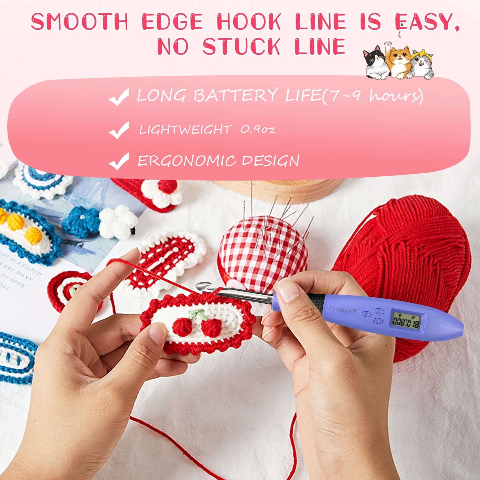 Crochet Hook with 22 Different Size, for Stitch & Row Counter, Light Up Interchangeable Crochet Needle, Ergonomic Crochet Hooks with 2 Levels Led