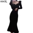 thumbnail image 2 of Laklulu Mini vestido de fiesta fruncido de manga larga con cuello en V cuadrado sexy para mujer,XL, 2 of 5