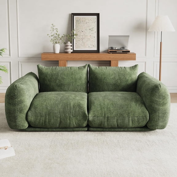 Modular Sectional Sofa Cloud Couch, Chenille Fabric Modern Modular Sofas with High Resilience Sponge, Boneless L-Shaped Comfy Sofa for Living Room, Easy Assembly, Green,Green