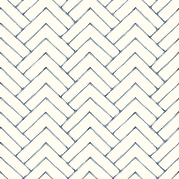 Chesapeake Oswin Navy Tiered Herringbone Wallpaper, 20.5-in by 33-ft
