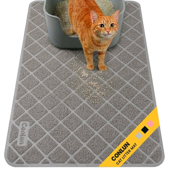 Conlun Cat Litter Mat, 24" x 17" Premium Durable PVC, Non-Slip, Less Waste, Urine Waterproof