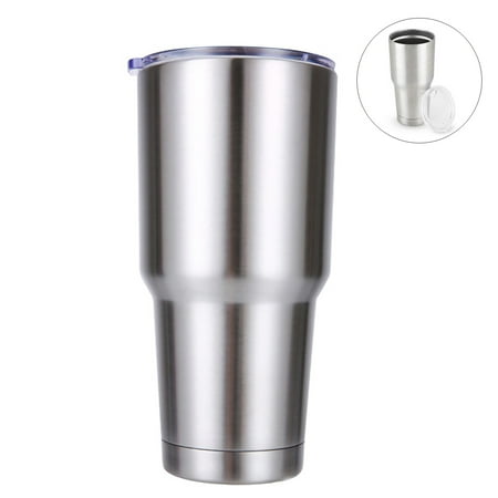 Tumbler 30 oz. Double Wall Stainless Steel Vacuum Insulation Travel Mug with Crystal Clear Lid Water Coffee Cup Perfect for Ice Drink, Hot