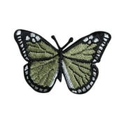 Wholesale Applique Monarch Butterfly Olive Green and Black Embroidery Iron-On Patch and Sew-On Patch