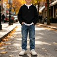 thumbnail image 2 of Boys Long Sleeve V Neck Pullover Sweater - Layered Sweatshirt Top, Soft Casual School Sweater for Everyday Wear, 2 of 8