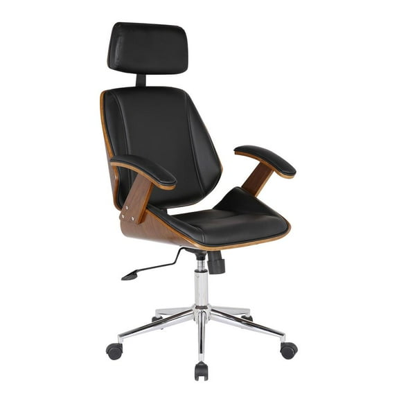 Armen Living Century Modern Faux Leather Office Chair in Black