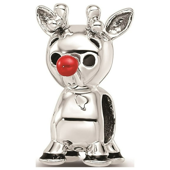 Reflection Beads Sterling Silver Red Enameled Nose Christmas Rudolph Charm
