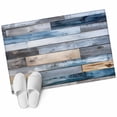 thumbnail image 2 of Blue Wooden Grain Bathroom Mats 2x3 FT, Non Slip Small Kitchen Mat, Farmhouse Country Abstract Art Washable Soft Backed Front Door Throw Rugs Non-Shedding Indoor Outdoor Doormat for Entryway Sink, 2 of 8