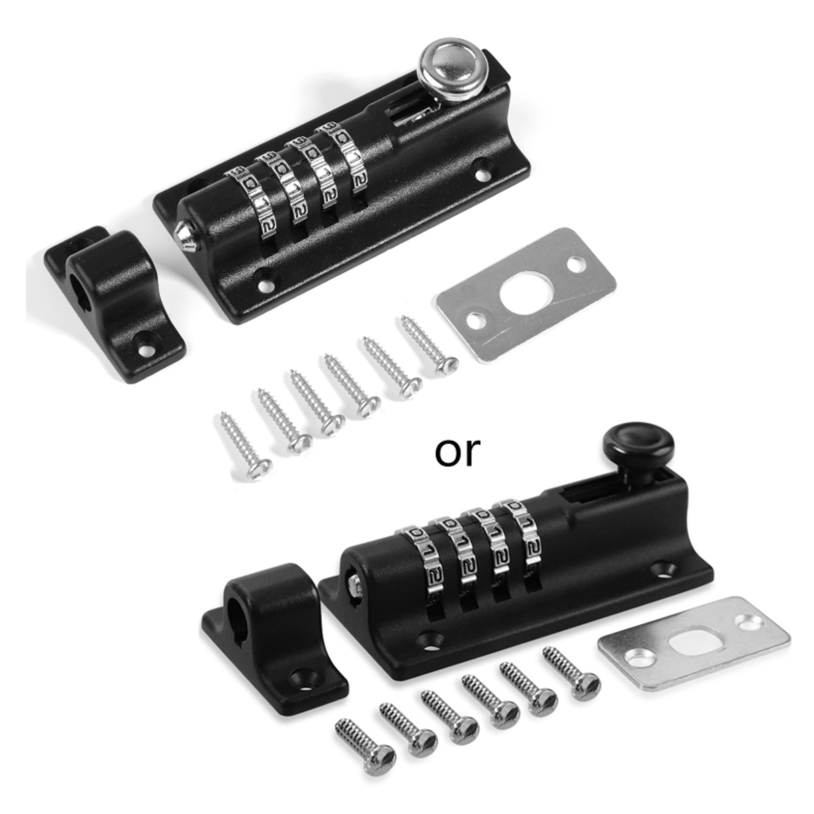 Sliding Bolt Lock Combination 4 Digit Pin Code Dial and Black Finish