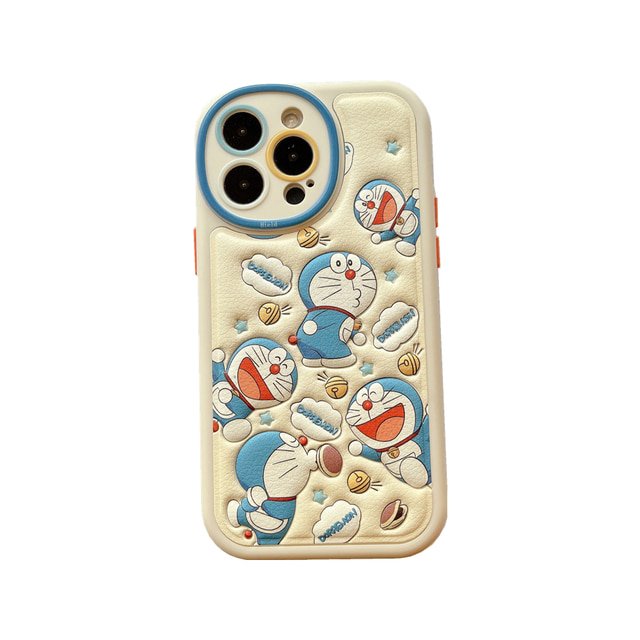 Sanrio 3D Faux Leather Printing Doraemon Phone Cases For iPhone 14 13 12 11 Pro Max Back Cover