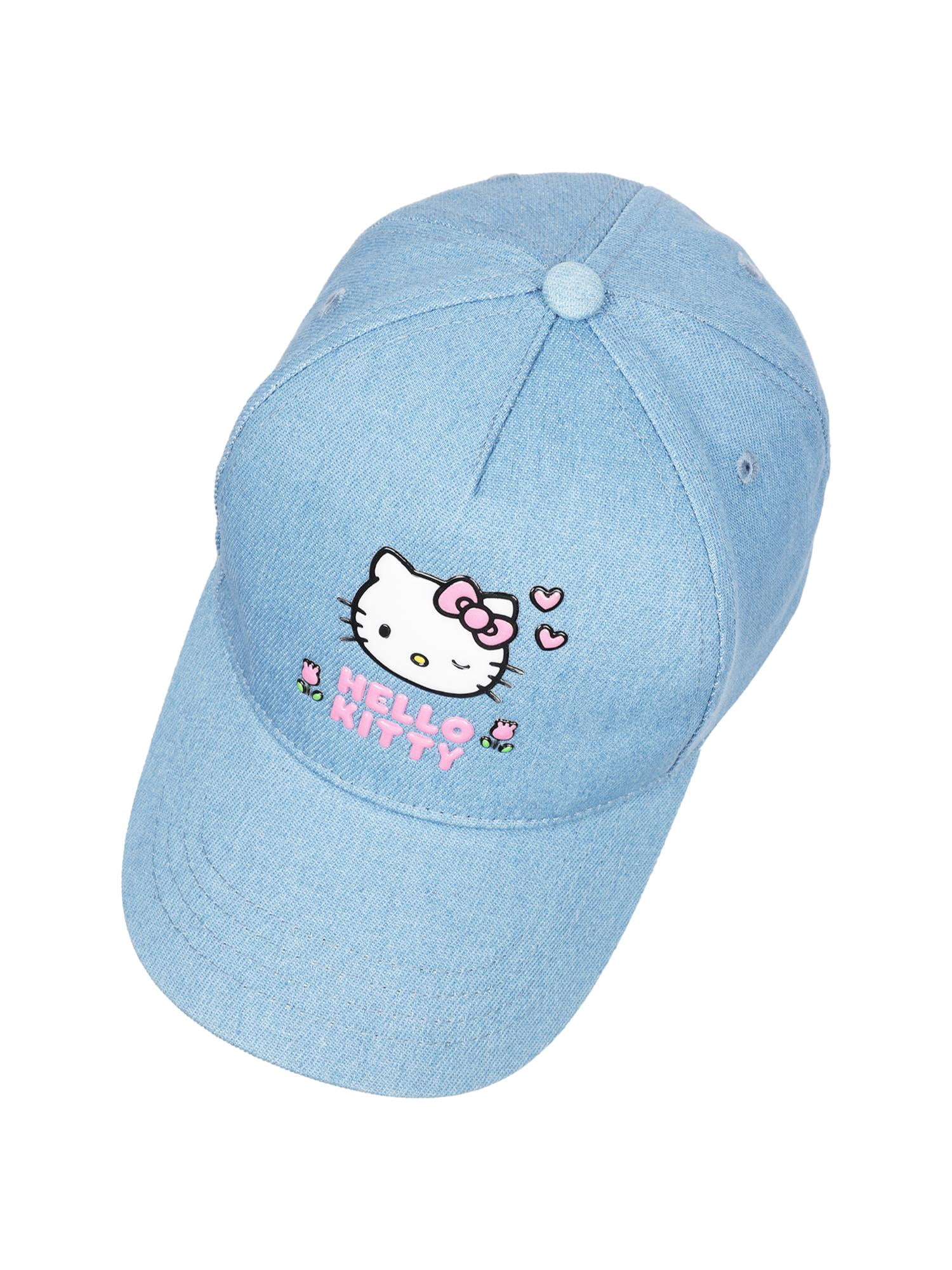 Hello Kitty Girls Character Denim Hat with Puff Patch, One Size Fits Most