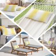 thumbnail image 5 of Lemon Yellow White Queen Size Pillow Cover, Pillowcase Protectors with Zipper, Breathable Decorative Throw Pillow Case Cover, Gradient Vertical Stripes Geometric Pillow Shams for Couch Sofa 20x30Inch, 5 of 8