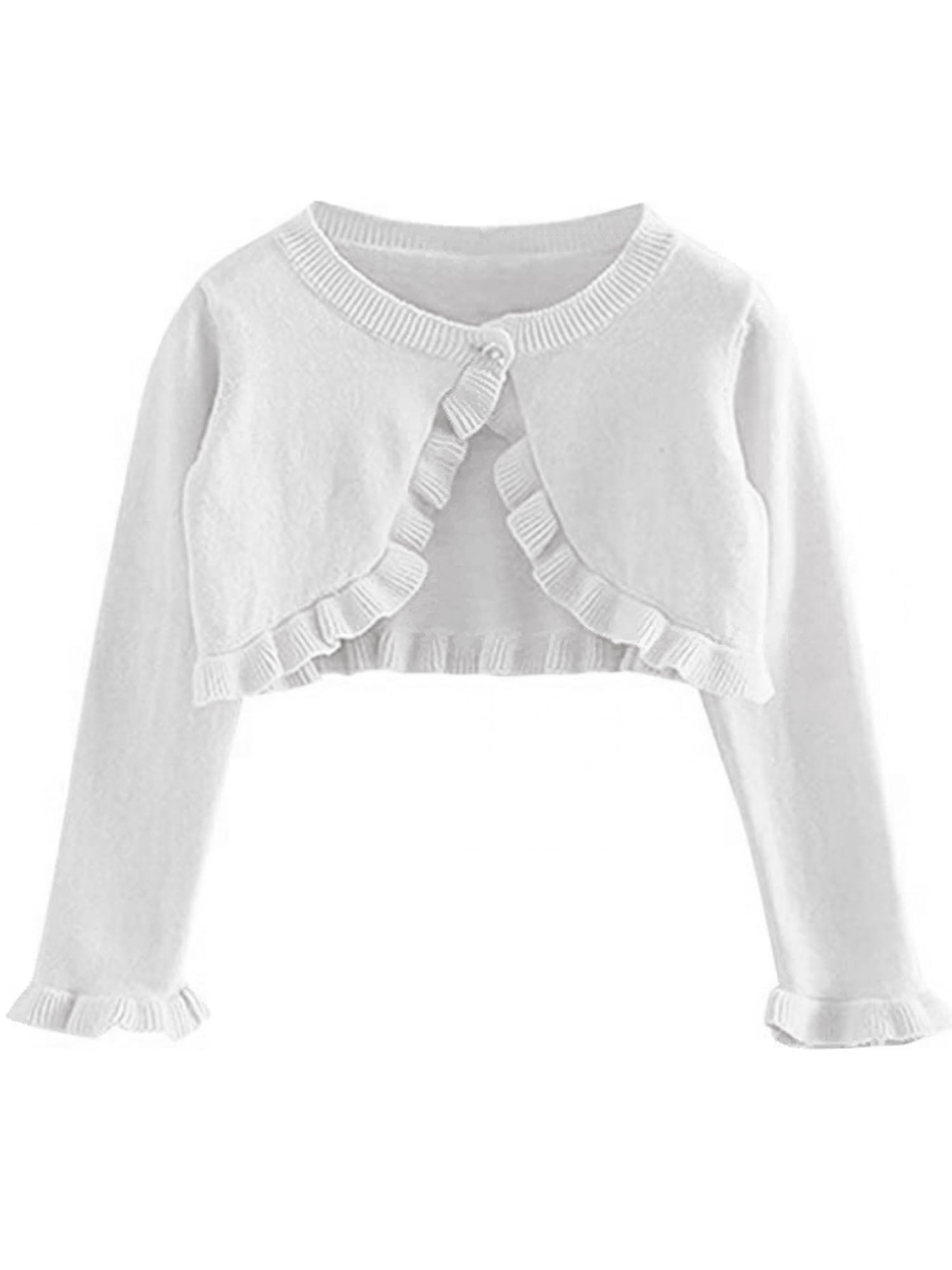 JBEELATE Toddler Baby Girls Cardigan Long Sleeve Ruffle Knitted Bolero Shrug Cape Jacket Solid