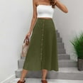 thumbnail image 5 of cocolona Womens Summer Elastic Waist Button Midi Skirts Fashion Casual Flowy Long Skirts Beach Vacation A Line Skirts for Women Army Green XL, 5 of 7