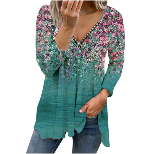 Puntoco Top de manga larga con cuello en V y manga raglán para mujer Puntoco Puntoco-6248