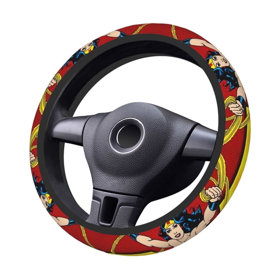 Won-Der Wo-Man Steering Wheel Cover Elastic Stretch Breathable Vehicle Steering Wheel Protector Car Interior Accessories