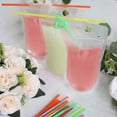 thumbnail image 2 of Efavormart 50 Pack Clear Stand-Up Plastic Drink Pouches with Straws, 12oz Reclosable Hand-Held Zipper Juice Smoothie Drink Bags, 2 of 11