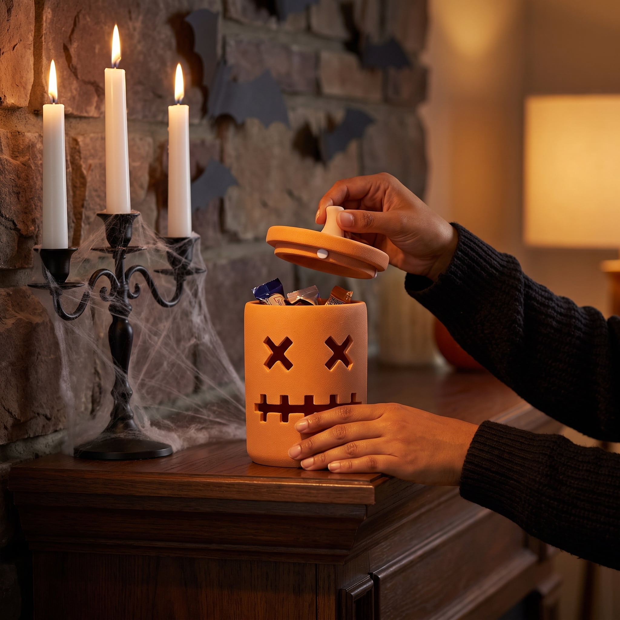 Ceramic Jack-o'-Lantern Jar, Orange, 6.6", Halloween by Way To Celebrate