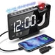 thumbnail image 1 of Radio reloj despertador digital, 180° con función de radio FM, despertador digital LED matutino con puerto de carga USB, proyector de techo, reloj despertador 4, 1 of 4