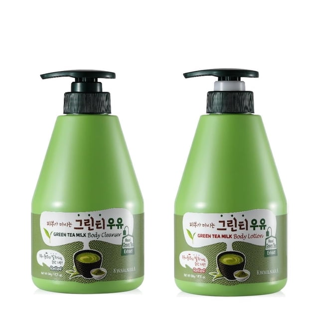 Set de gel de baño y loción corporal Kwailnara Green Tea Milk 585 ml