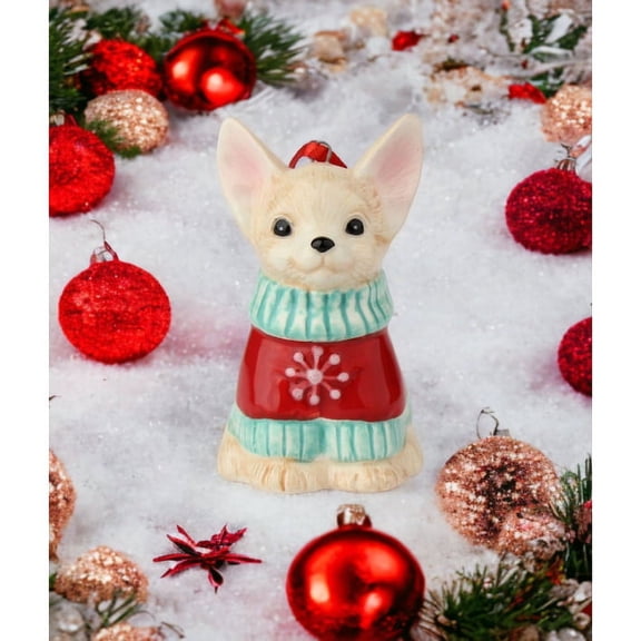Ceramic Chihuahua Christmas Ornament 1.75x2x3 Unique Gift for Dog Lovers