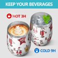 thumbnail image 4 of 12oz Stemless Wine Tumblers White Christmas Santa and Character Pattern Vacuum Insulated Stainless Steel Travel Tumbler Cups Mug with Lid and Straw for Champaign,Cocktail,Beer with Cleaning Brush, 4 of 5
