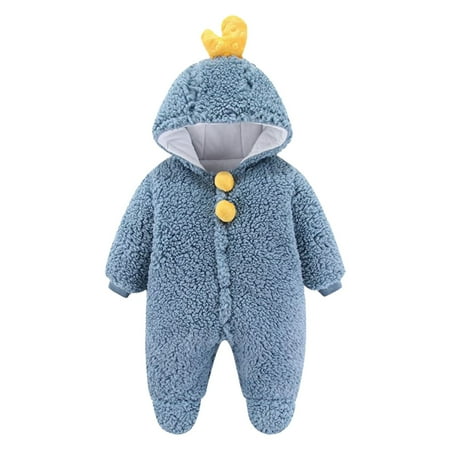

EHTMSAK Infant Baby Hooded Embroidery Jumpsuit for Girl Boy Winter Warm Cartoon Clothes Romper Blue 3M-12M 59