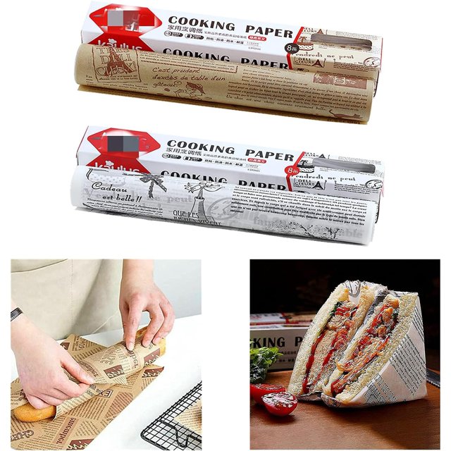 2 Pcs Papier Parchemin pour la Cuisson, Résistant aux Hautes Températures, Papier de Cuisson Imperméable et Anti-Graisse, Rouleau de Papier Parchemin Antiadhésif de Qualité Alimentaire, pour la Cuisson au Four, la Cuisson au Four, le BBQ, la Friteuse à Air Chaud et la Cuisson à la Vapeur. (Brun)