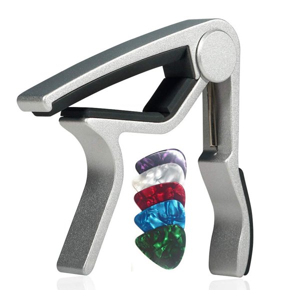 Capo para guitarra WINGO para guitarra acústica y eléctrica de 6 cuerdas, color plata