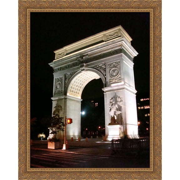 New York City Washington Square Park 28x36 Large Gold Ornate Wood Framed Canvas Art