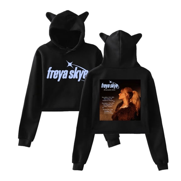 Freya Skye Merch Live Shows Date Print Cat Ear Hoodie – Women’s Pullover Sweatshirt, Casual Streetwear Concert Gift for Music Lovers