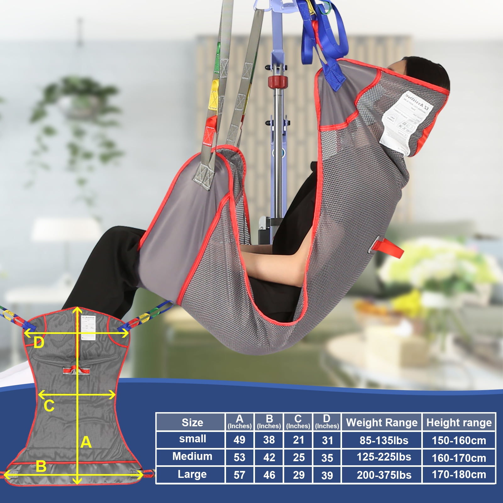 EZ Assistive Universal Full Body Patient Lift Sling, Mesh Fabric Transfer Sling for Bathing, 500 lb Weight Capacity