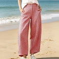 thumbnail image 6 of hoksml Women Button Fly Gingham Plaid Cropped Wide Leg Pants High Waist Loose Ankle Trousers for Vacation Street Daily Casual Wear, 6 of 8