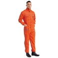 thumbnail image 2 of iiniim Men's Long Sleeve Coverall Action Back Coverall with Zipper Pockets Mechanic Uniform Jumpsuit Orange 170/L, 2 of 7