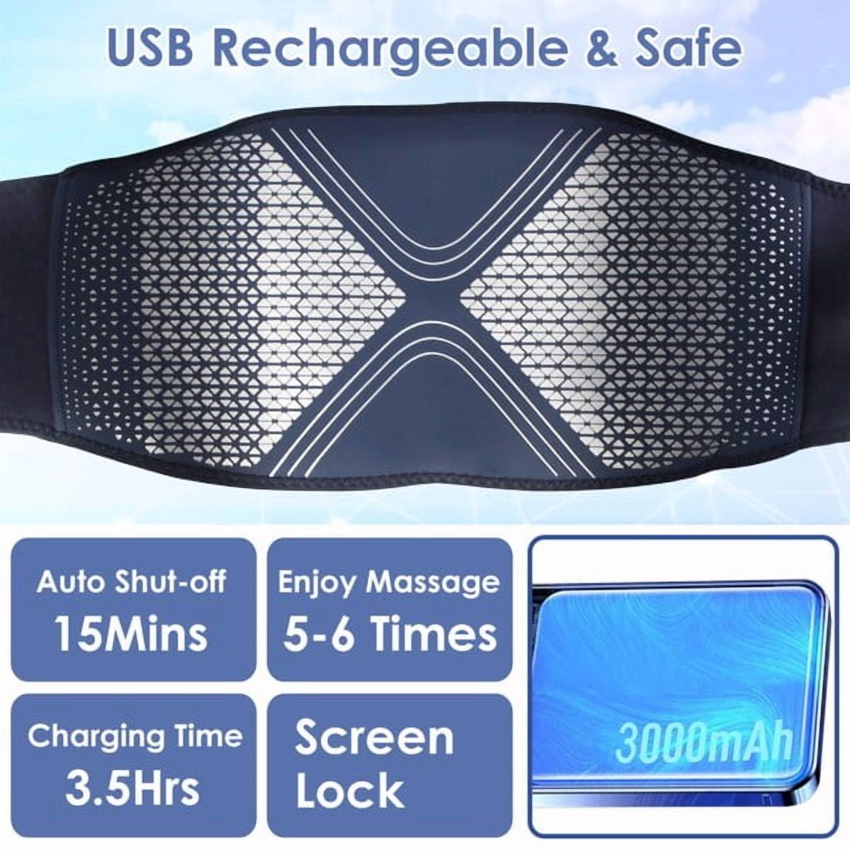 Lower Back Massager Heating Pad Cordless Heating Pad with Air Compression Vibration for Back Belly Waist Shoulder Pain Relief