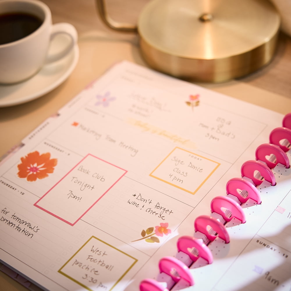 Happy Planner Sunshine Blooms Dated 12-Month Planner, July 2026 – June 2027, Big Size, Horizontal Layout, Disc-Bound, 3 Bonus Months, 2 Sticker Sheets, 8.5" x 11"