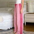 thumbnail image 6 of Lumtrix Women's Y2k Striped Side Baggy Pants Drawstring Elastic Waist Wide Leg Track Pants Streetwear Quick Dry Trousers Pink M, 6 of 6