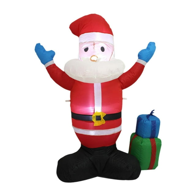 Papá Noel inflable navideño, divertido adorno navideño, regalo, Papá Noel inflable iluminado para patio, adaptador para EE. UU.