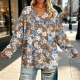thumbnail image 6 of Nugftut Plus Size Tops for Women Long Sleeve Floral Graphic V Neck Blouses Casual Loose Fit Shirts, 6 of 7