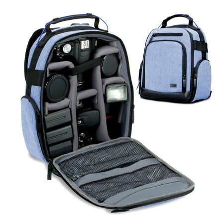 USA Gear Digital Camera Backpack (Blue) with Customizable Accessory Dividers, Weather Resistant Bottom, Comfortable Back Support