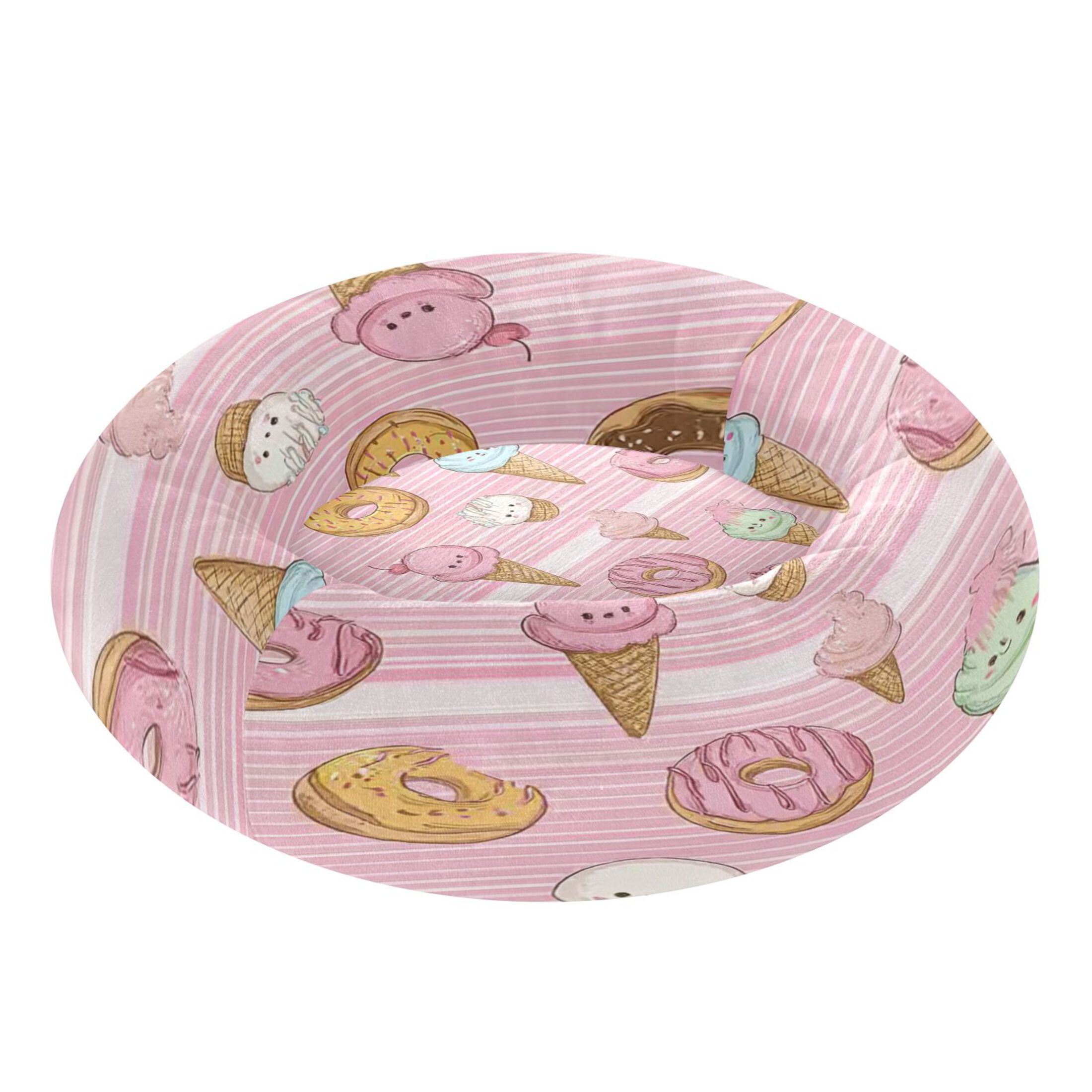 Iauyy Pet Couch Donut Cat Bed for Indoor Cats/Small Dogs Washable & Machine with Non-slip Bottom Calming Cat Furniture, Ice Cream (M)