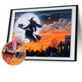thumbnail image 1 of Cuadros Decorativos 5D bricolaje taladro redondo completo diamante pintura Halloween bruja Kit decoración del hogar (sz2528) Tmvgtek embutido en tela, 1 of 8