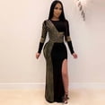 thumbnail image 3 of BadyminCSL Women Dress Party Dress Evening Gown Side Slit Long Sleeve Prom Dress, 3 of 9