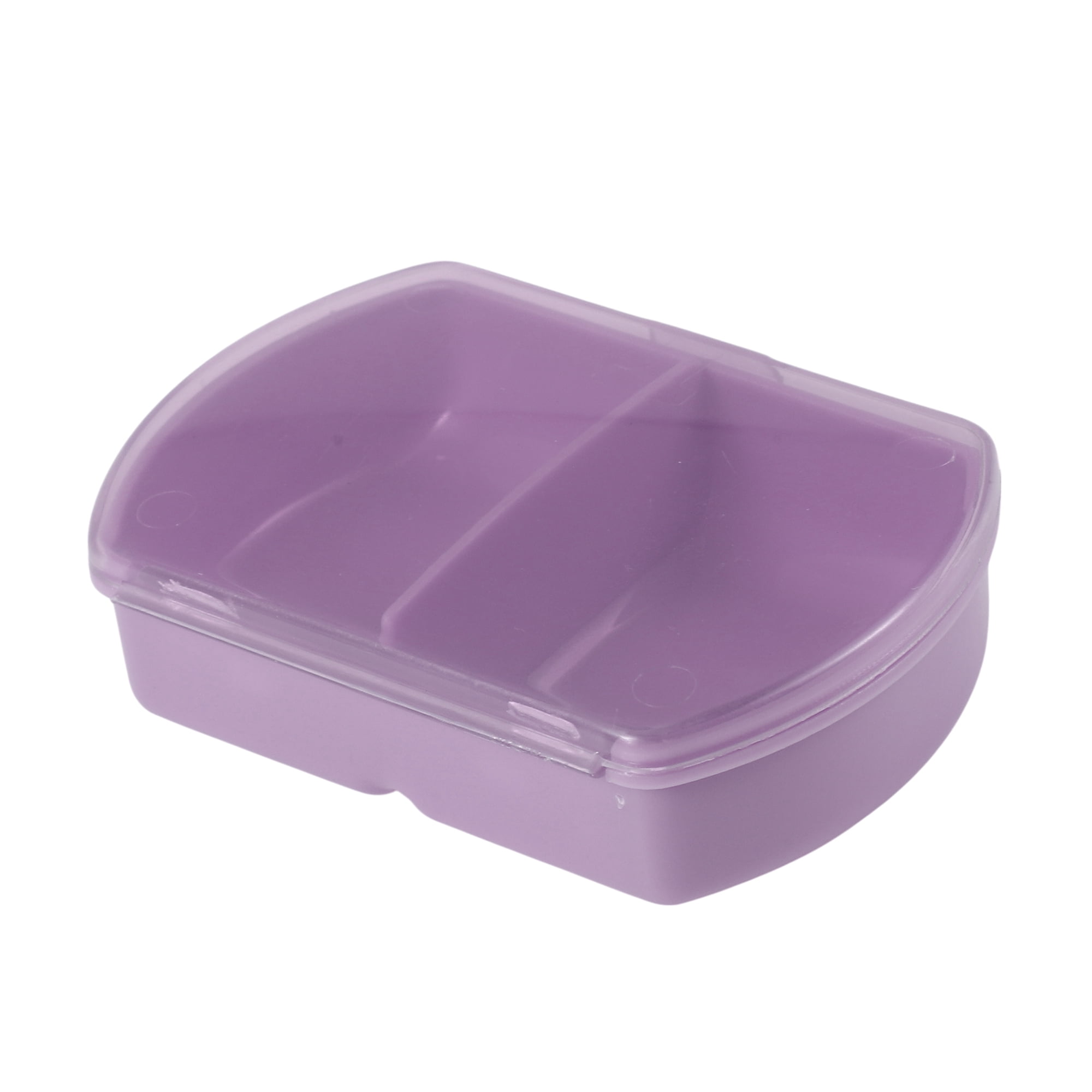 Unique Bargains 2 Compartment Pill Case for Travel 1 Pc Purple