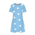 thumbnail image 4 of QUINDOS Summer Dresses for Women 2025 Casual Short Sleeve Crew Neck Sundress Sun Dresses Polka Dot Beach Loose Mini Above Knee Dresses for Women, 4 of 4