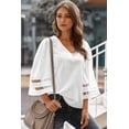 thumbnail image 3 of POGLIP Blouse Ample Blanche à Manches Évasées et Col en V pour Femme, 3 of 6