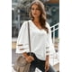 thumbnail image 3 of ABPHQTO Blusa suelta con cuello en V y manga acampanada blanca para mujer, 3 of 5